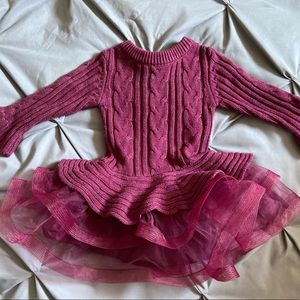 Bonnie Baby Burgundy Sweater Dress w/ Tulle